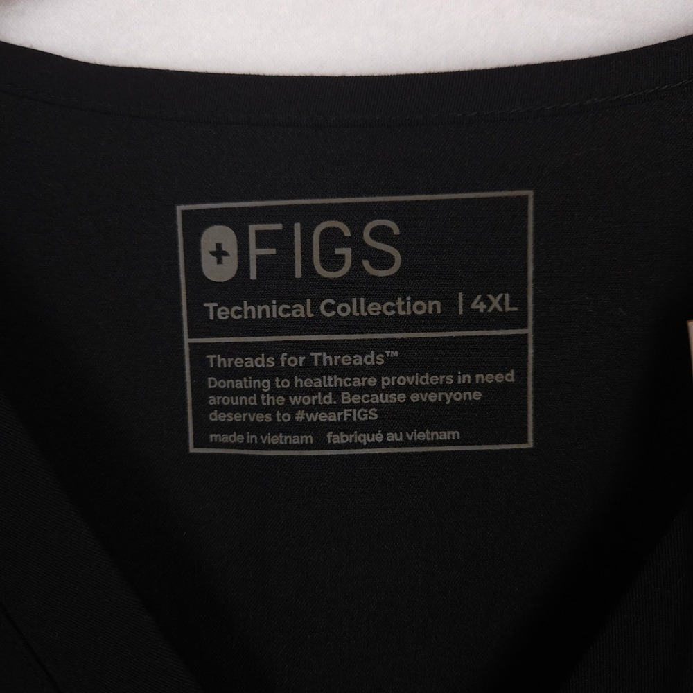 FIGS Casma Scrub‎ Top Black 4XL Three Pocket V-Neck FIONTechnology Women's NWT - Picture 5 of 11